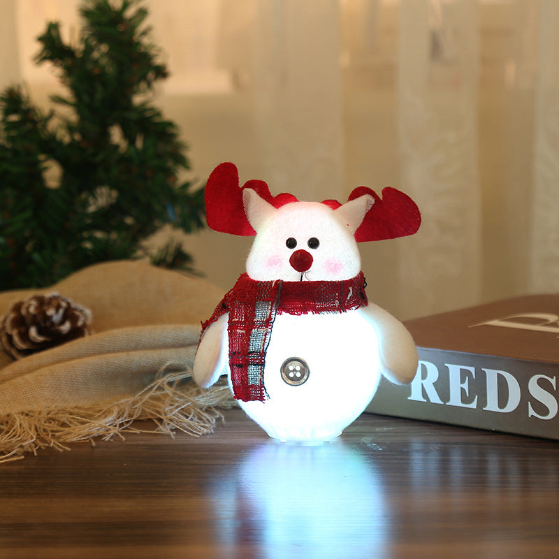 LED Santa Claus and Snowman ornaments, featuring vibrant colors and festive designs, perfect for Christmas decorations.